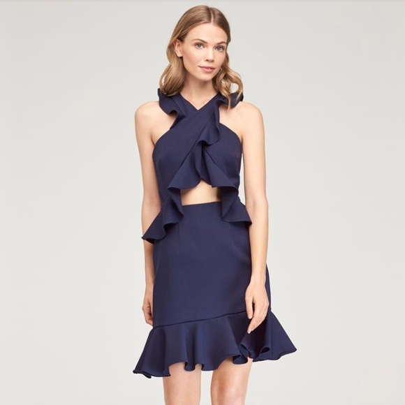 Milly Dresses & Skirts - Milly ruffle Cecile dress. Navy. Size 0.